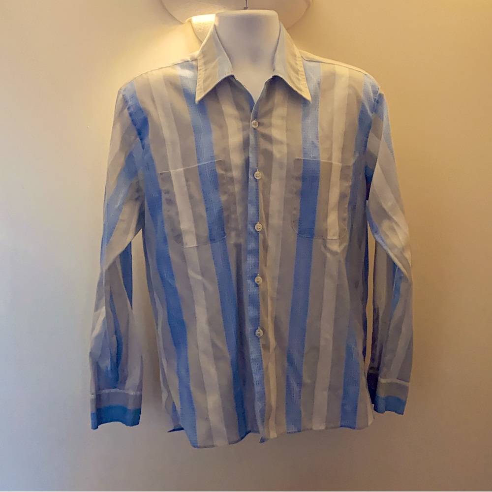 Vintage Exeter long-sleeve vertical stripe dress shirt